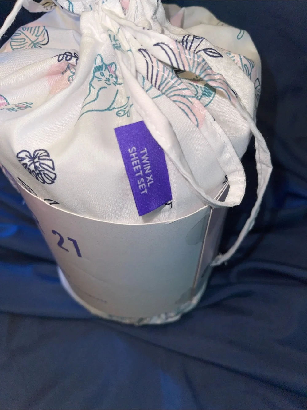 Forever 21 Home Cooling Sheet Set - Soft Blue/Pink with Floral and Cats